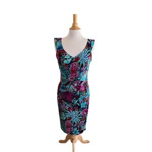 NWT Vintage Jeffrey & Dara by Linda Hutley Floral Print Sheath Dress 11/12 USA